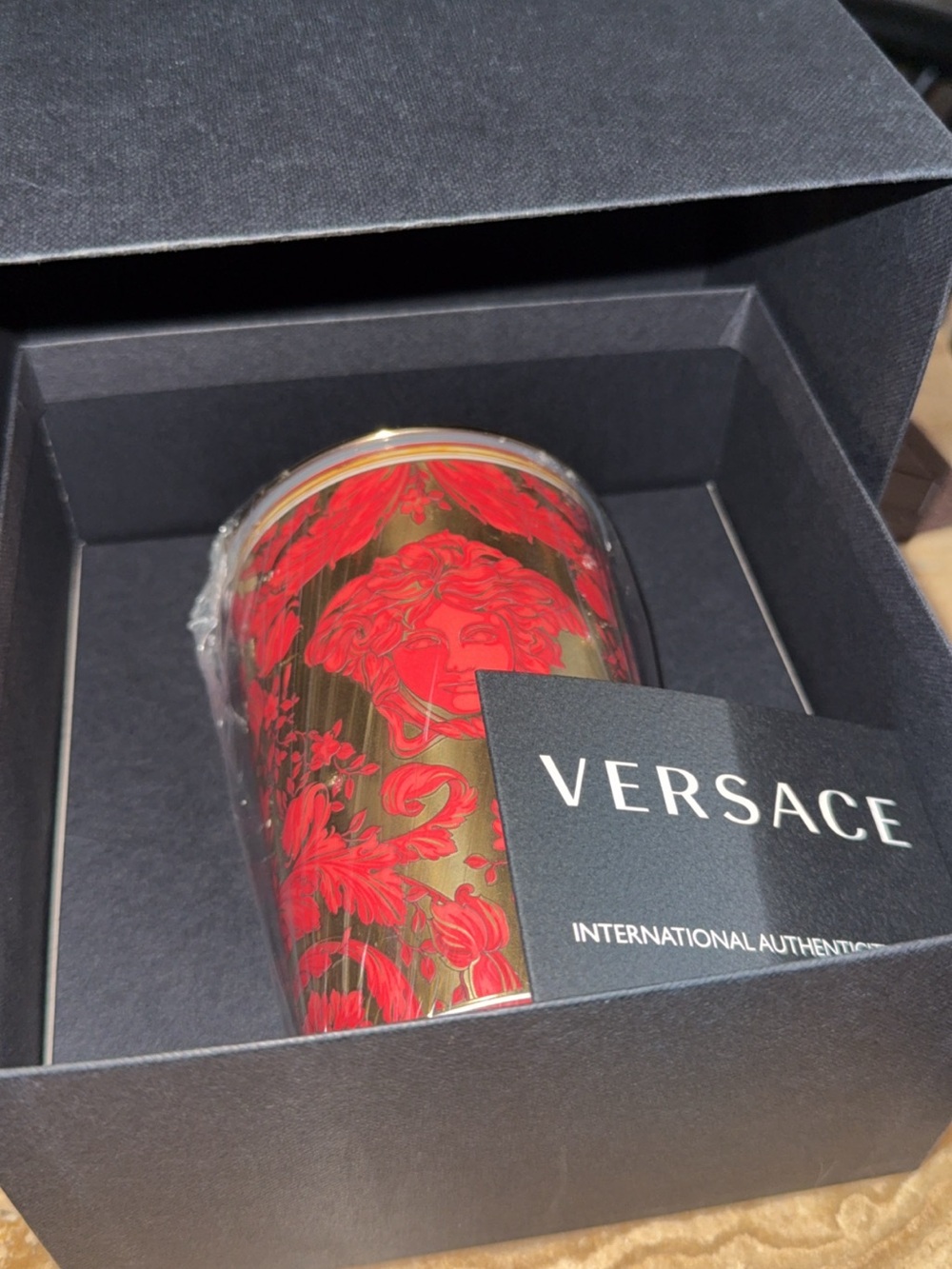 Versace Red and Gold Baroque Ceramic Candle with Decorative Lid - Picture 4 of 4